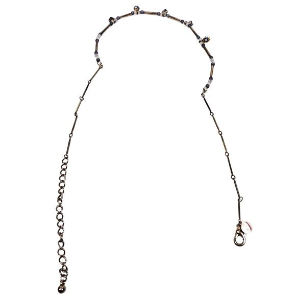 Vintage VJ Vicky Jousan Designer Pipped Art Glass Necklace Blue Crystal Stars - Picture 6 of 6